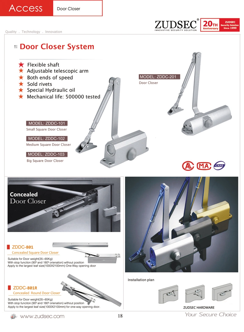 Aluminum Alloy Overhead Hydraulic Heavy Duty Concealed Door Closer